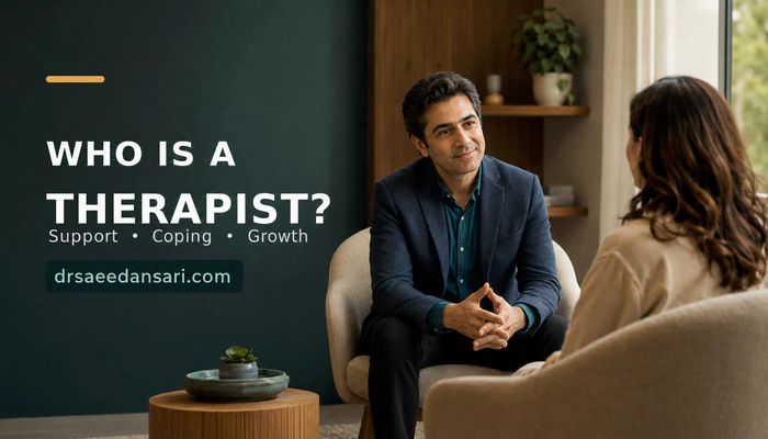 Male therapist having an empathetic conversation with a client in a counseling office